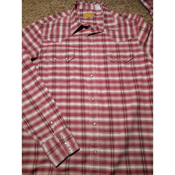 Roper Men's Western Heavywight Shirt Size L Long Sleeve Pearl Snaps - EUC - Picture 2 of 4